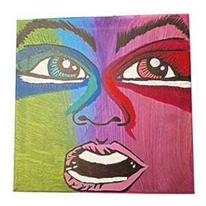 ✨️"What?" Megan Phoenix Original! Colorful Pop Art Face Canvas Painting!